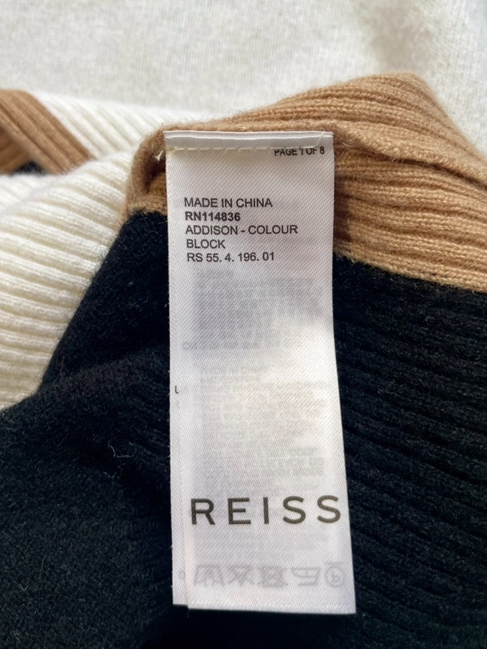 Reiss Addison Colour Block Cashmere Wool Blend Sweater Size Small - Picture 5 of 7